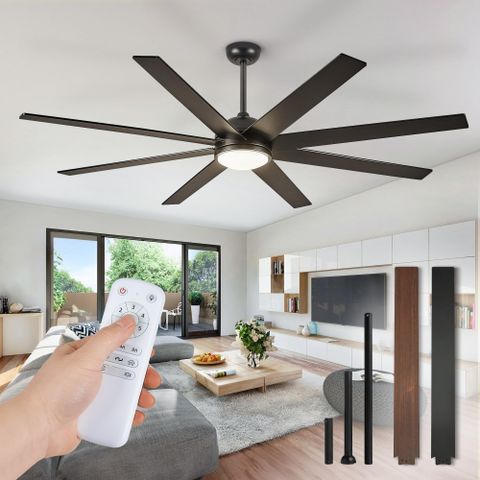 65 Inch Ceiling Fans With Lights And Remote, Black Indoor/Outdoor ... intended for Outdoor Ceiling Fan With Remote And Light Combo